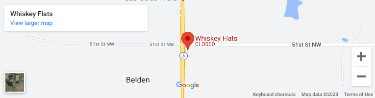 A map of the location of whiskey flats closed.